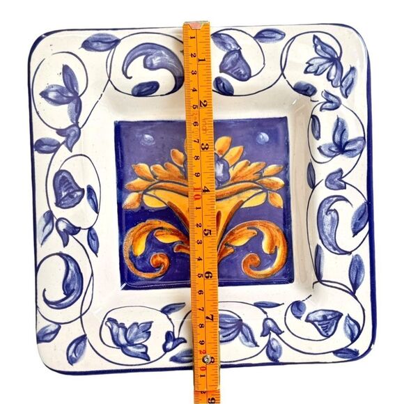 Vintage Square Decorative Unique Pottery Dish Plate. Ashtray. - Picture 9 of 10